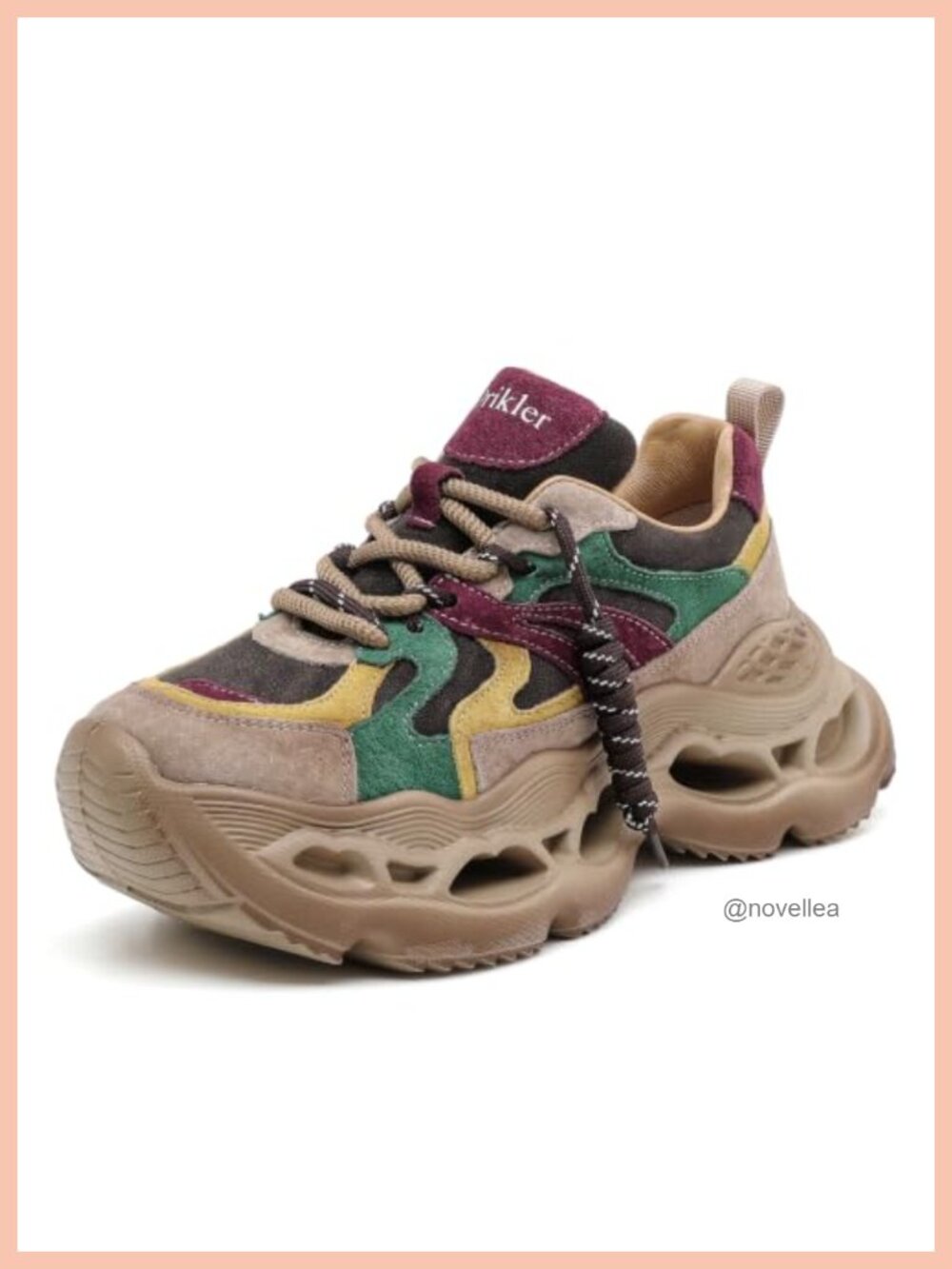Leather Chunky Platform Lace-Up Sneakers for Women Comfortable Walking Shoes